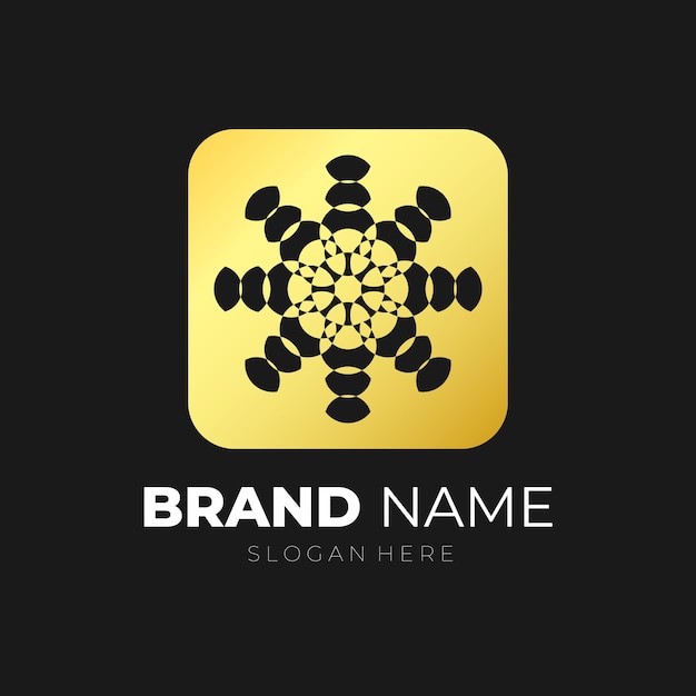 Mandala emblema logo oro vettore