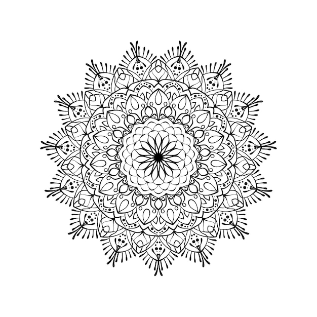 Mandala etnico motivo rotondo sfondo decorativo in cerchio fiocco di neve stilizzato pagina del libro da colorare