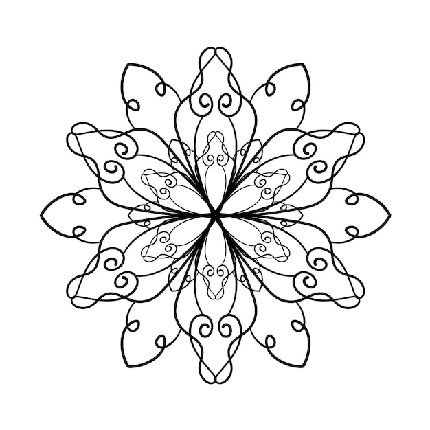 Mandala floral pattern Coloring book page element for adult or children