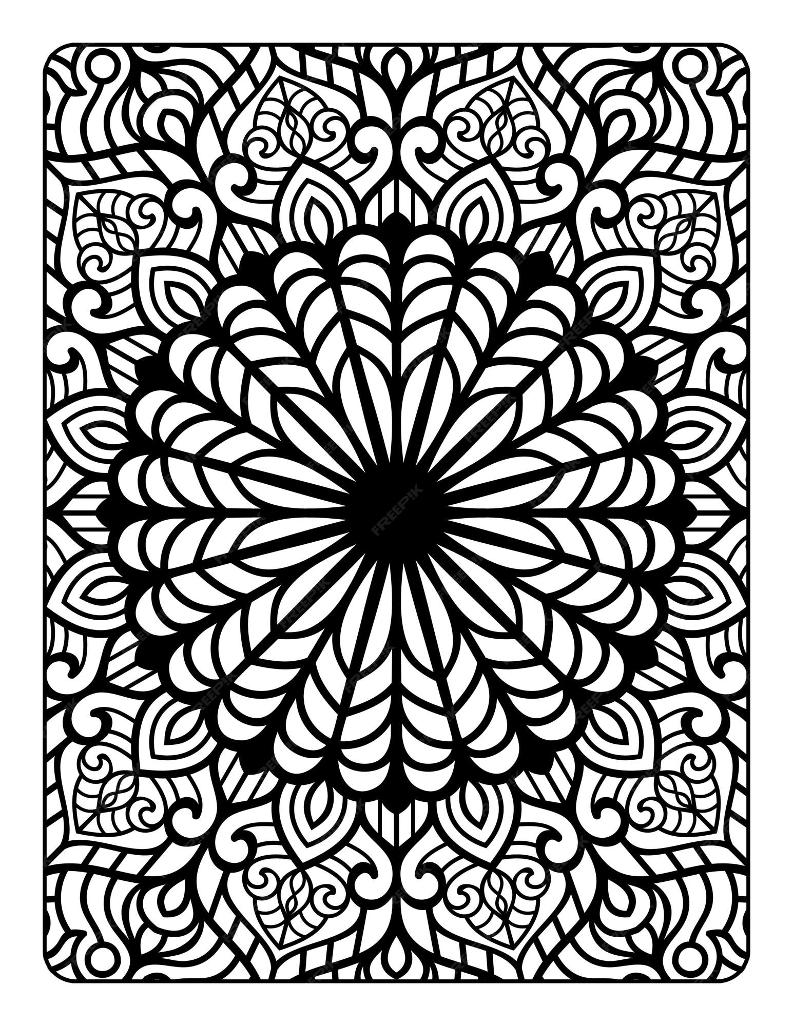 Mandala floral da Editors Choice em póster para colorir