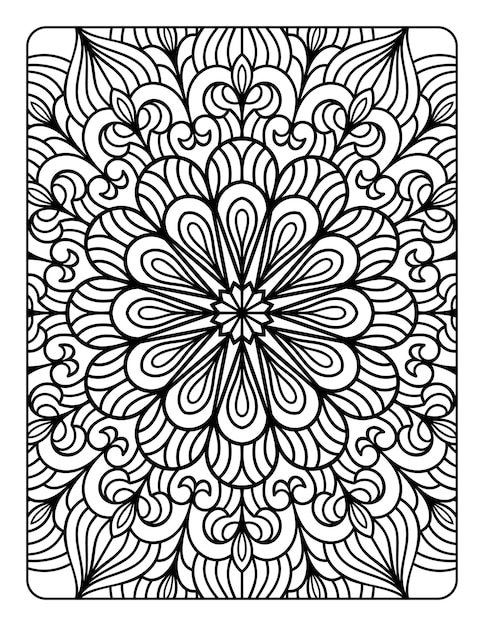 Mandala floral pattern coloring page for adults relaxation, mandala coloring pages