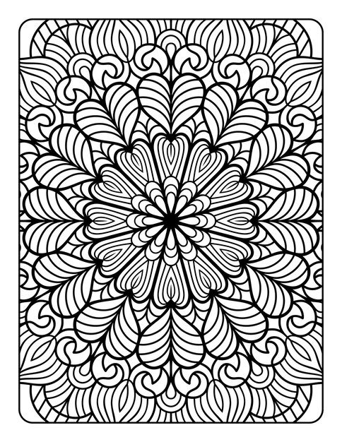 Mandala floral pattern coloring page for adults relaxation, mandala coloring pages