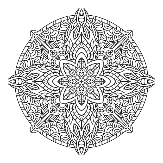 Pagine da colorare di mandala floreale zentangle