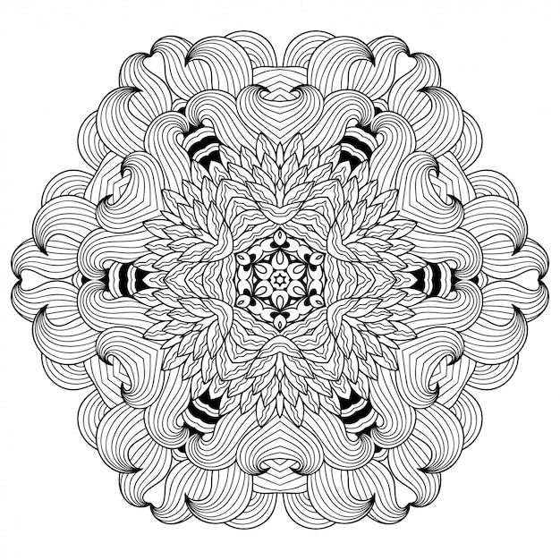 Fiore di mandala. ornamento decorativo in stile etnico orientale. illustrazione di tiraggio della mano di doodle del profilo.