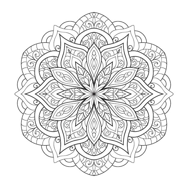 Mandala flower kleurboekpagina voor kinderen en volwassenen zwart-witte bloemen om te tekenen