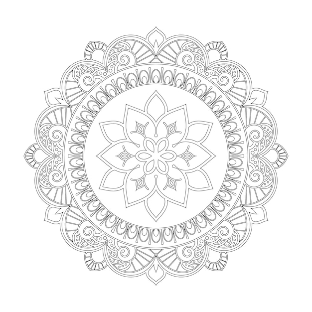 Mandala flower pattern in mehndi style for coloring book page indian ethnic style islamic mandala