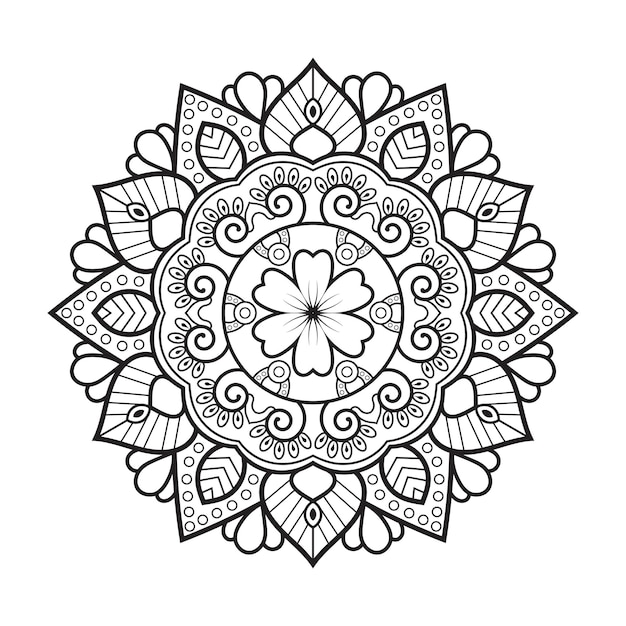 Цветочный узор мандалы в стиле менди для раскраски страницы книги Индийский этнический стиль Исламская мандала