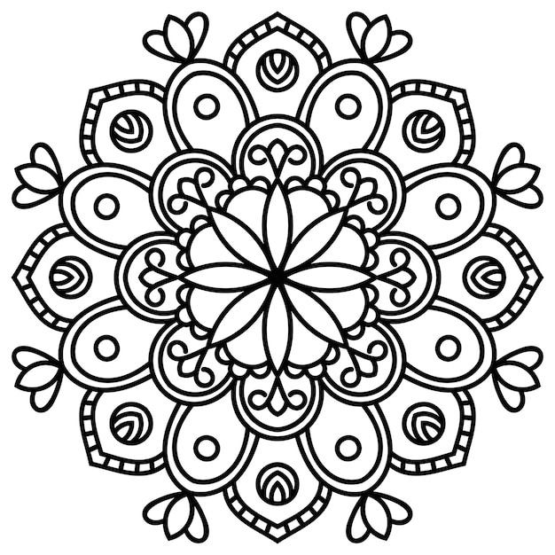 Mandala geïsoleerd op een witte achtergrond. Sier zwarte ronde doodle bloem geïsoleerd op wit