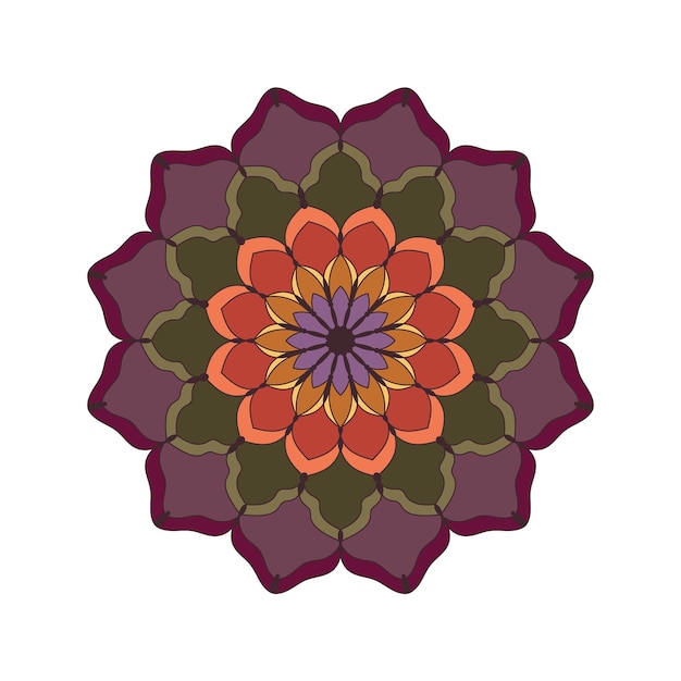 Mandala gekleurde bloemen Ronde patroon kleurrijke geometrische symmetrische bloem.