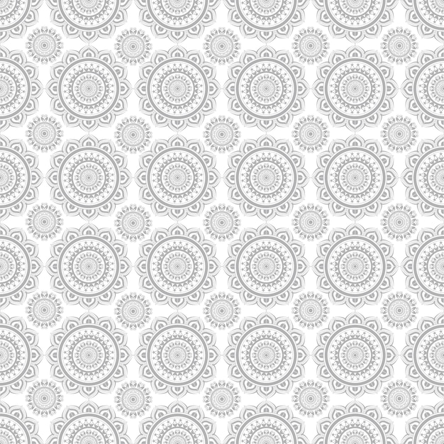 曼荼羅幾何学パターンシームレスなベクトルの背景イラストの灰色と白のテクスチャベクトル