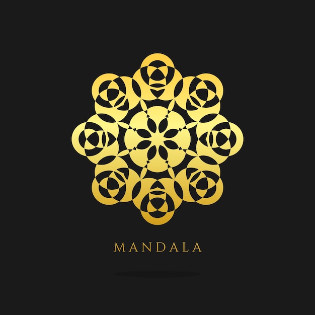 Disegno del logo vettoriale oro mandala