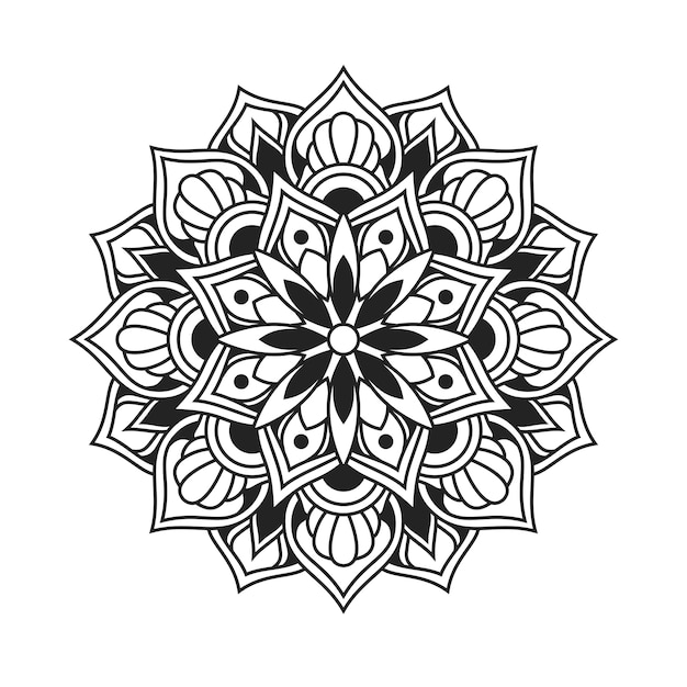 Mandala hand drawn in black and white color