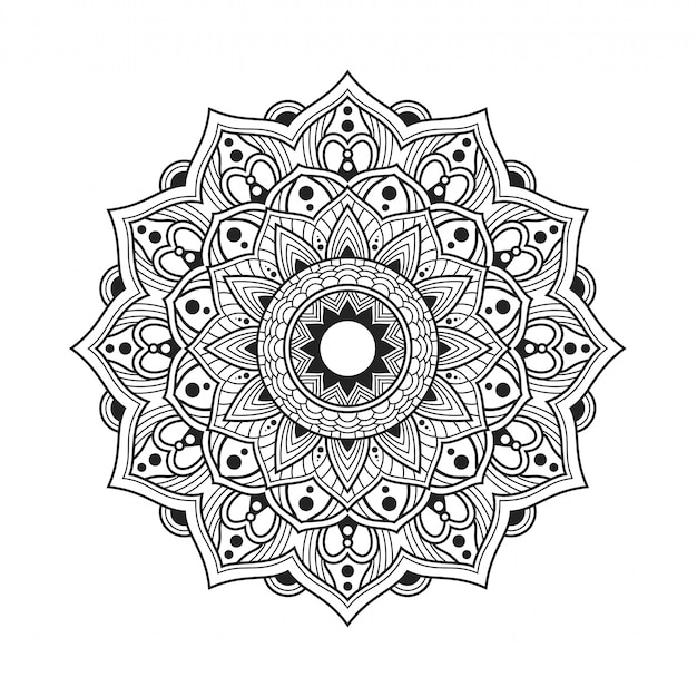 Mandala hand drawn in black and white color