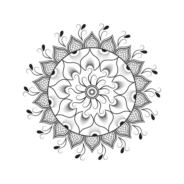 Illustrazione disegnata a mano di mandala illustrazione vettoriale di mandala in bianco e nero