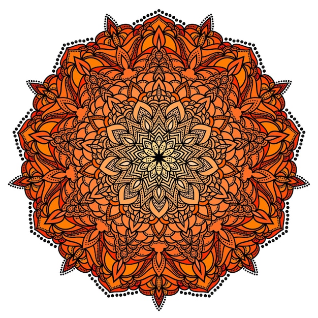 Mandala. mandala rotondo in pizzo ornamentale orientale monocromatico disegnato a mano