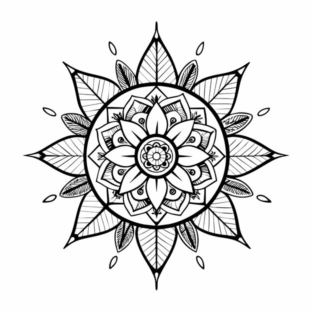 Mandala hand drawn sticker icon concept isolated illustration