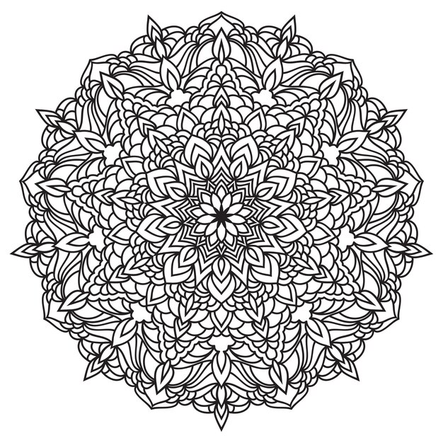 Mandala. Hand getekend zwart-wit oosterse sierkant ronde mandala