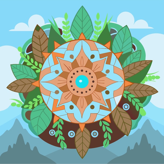 Vector mandala handgetekende sticker icoon concept geïsoleerde illustratie