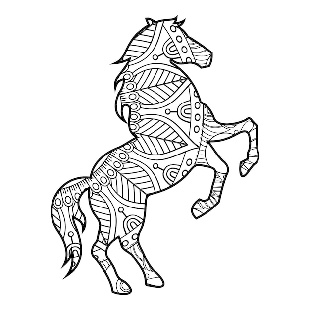 Mandala horse coloring page for kids