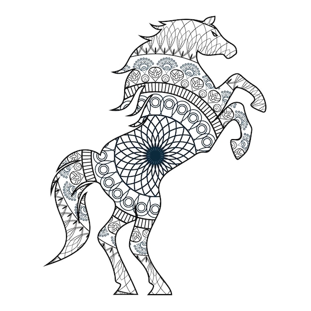 Premium Vector | Mandala horse coloring page for kids