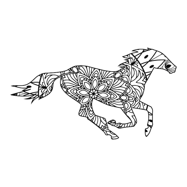 Mandala Horse Coloring Page For Kids