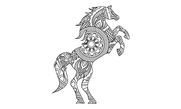 Mandala horse coloring page for kids