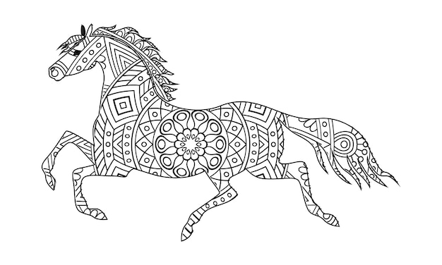 Mandala Horse Coloring Page For Kids