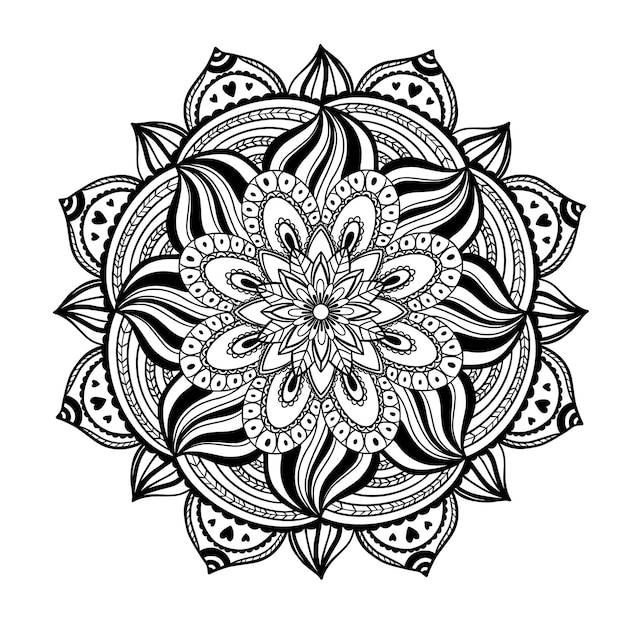 Mandala per la decorazione del tatuaggio. ornamento in stile etnico orientale pagina del libro da colorare