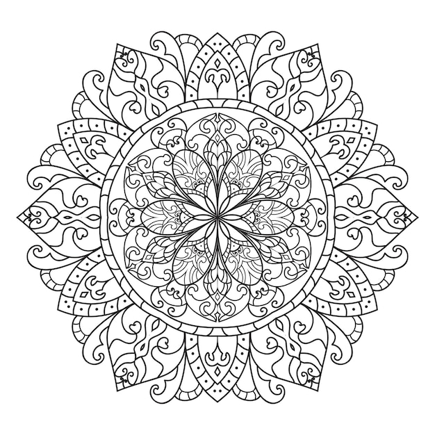 Mandala-illustratie. Bloemenornamenten voor het kleuren van boek.