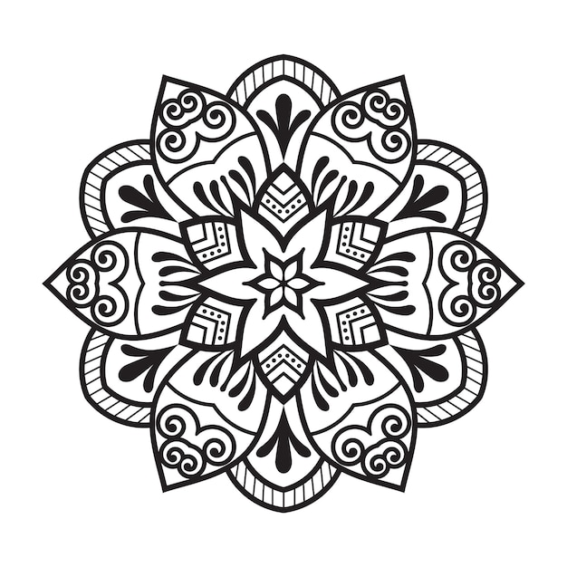 Mandala illustration Outline Indian mandala for coloring book