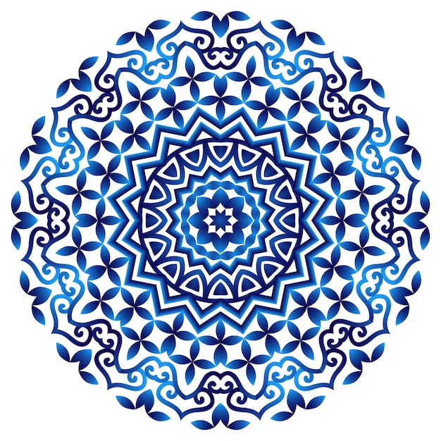 マンダラ インドの抗ストレスメダリオン 抽象的なイスラム花 アラビアのヘナデザイン ヨガシンボル 白い背景 ベクトルイラスト