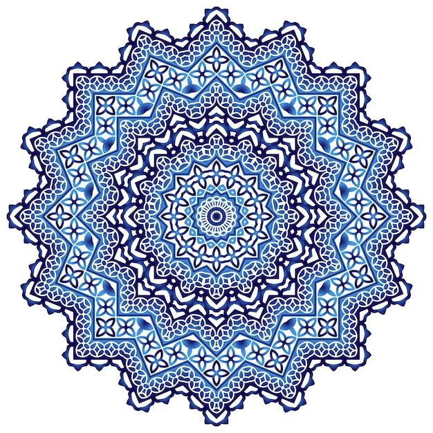 Vettore mandala medaglione antistress indiano abstract fiore islamico henna araba design simbolo dello yoga sfondo bianco illustrazione vettoriale