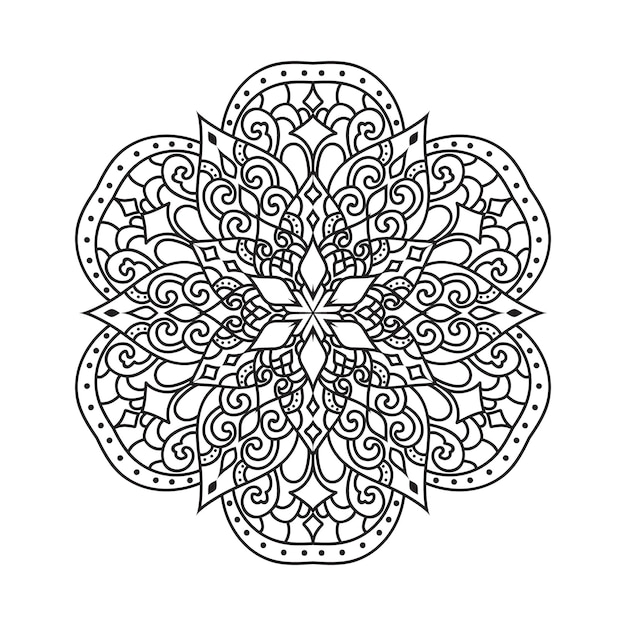 Mandala isolato su sfondo bianco. modello mandala etnico monocromatico decorativo.