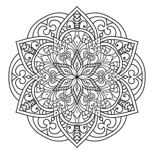 Mandala isolated on the white background.Doodle pattern.ornament design for coloring page