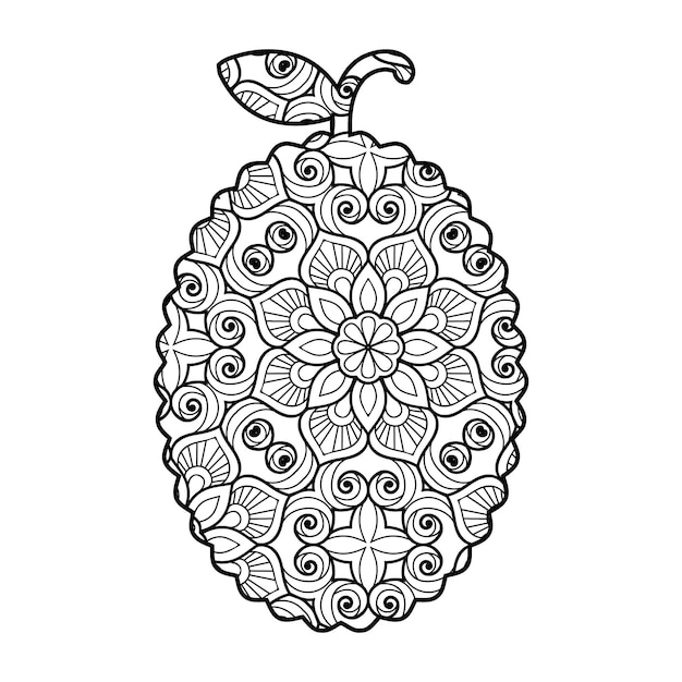 Mandala jackfruit coloring page for kids