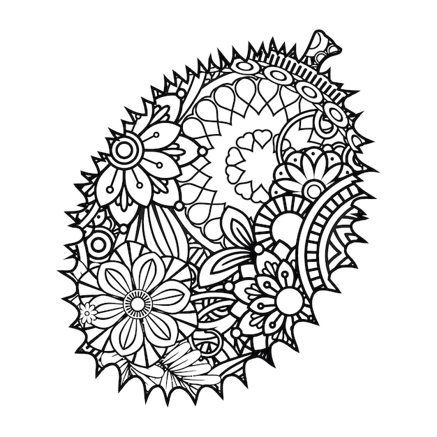 Mandala Jackfruit coloring Page For Kids