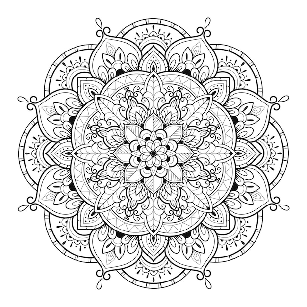 Mandala kleurboek kunst behang ontwerp tegel patroon shirt wenskaart sticker kantpatroon en tattoo decoratie voor interieur vector etnische oosterse cirkel ornament achtergrond