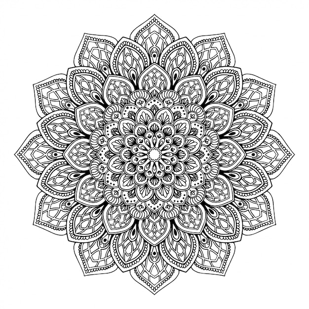 Vector mandala kleurboek, oosterse therapie yoga doodle