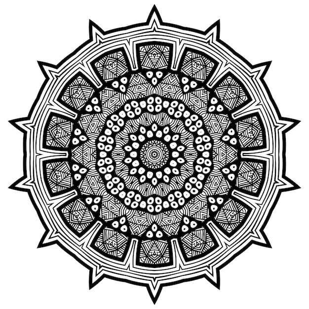 Mandala kleurboek sjabloon behang ontwerp kantpatroon en tattoo decoratie voor interieur vector handgetekende etnische oosterse cirkel ornament witte achtergrond Indiase stijl