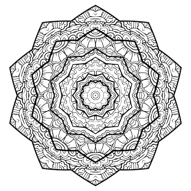 Mandala kleurboek sjabloon behang ontwerp kantpatroon en tattoo decoratie voor interieur vector handgetekende etnische oosterse cirkel ornament witte achtergrond indiase stijl