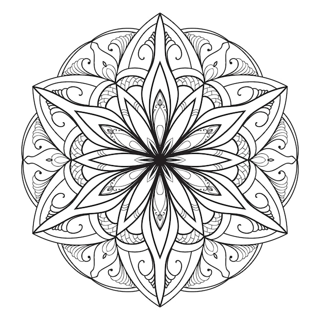 Mandala kleurboekpagina voor kinderen en volwassenen zwart-witte bloemen om te tekenen