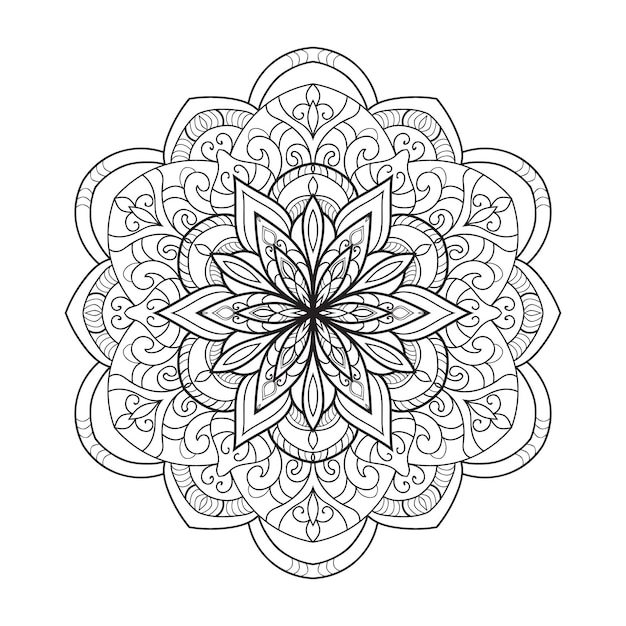 Mandala kleurboekpagina voor kinderen en volwassenen zwart-witte bloemen om te tekenen