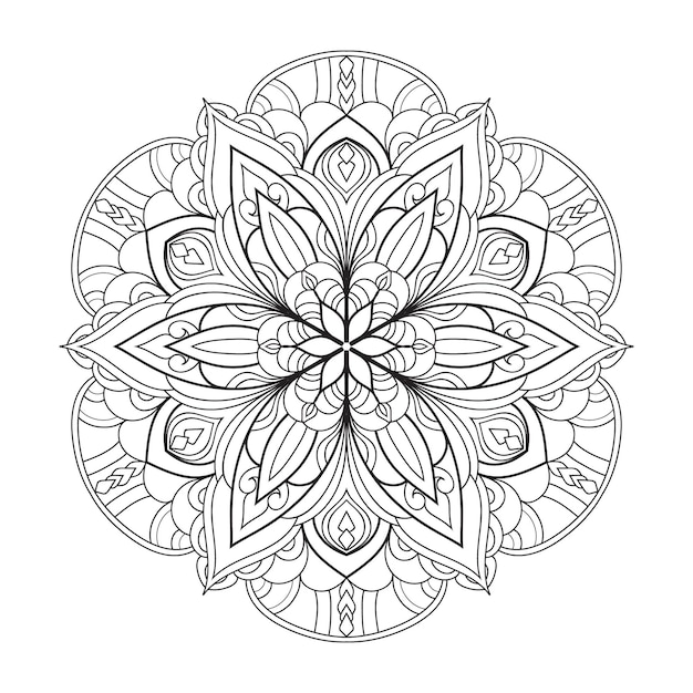 Mandala kleurboekpagina voor kinderen en volwassenen zwart-witte bloemen om te tekenen