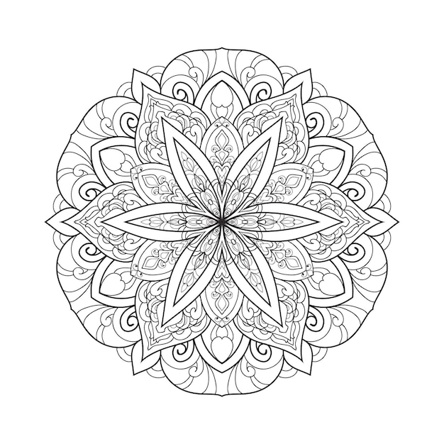 Vector mandala kleurboekpagina voor kinderen en volwassenen zwart-witte bloemen om te tekenen