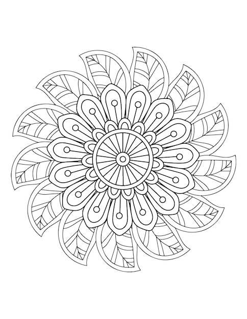 Mandala-kleurontwerp voor beginners, Mehndi-bloemenpatroon voor Henna-tekening en tatoeage.