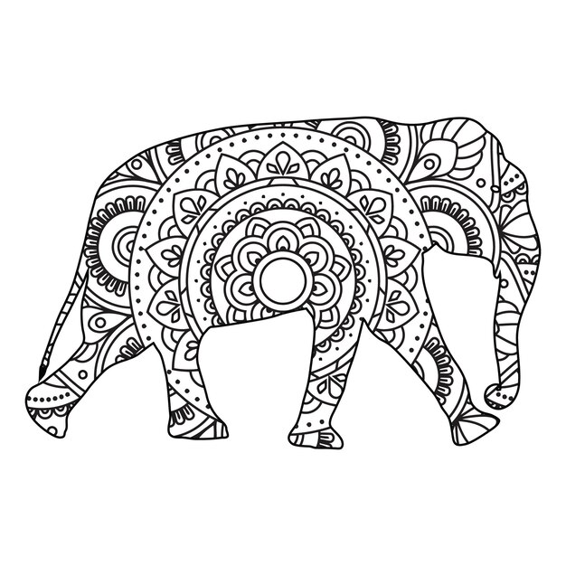 Vector mandala kleurplaat olifant voor kinderen