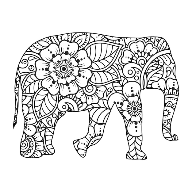 Mandala kleurplaat olifant voor kinderen