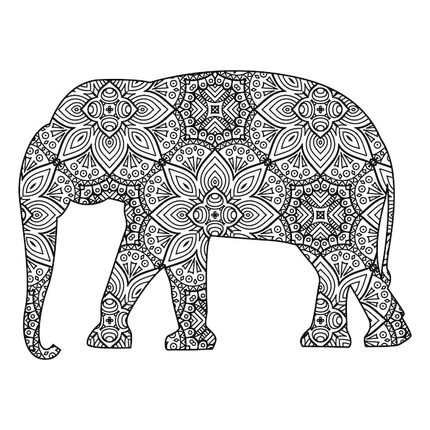 Mandala kleurplaat olifant voor kinderen