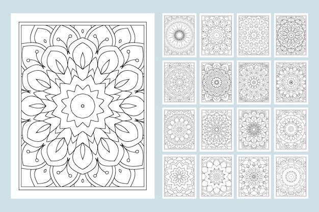 Mandala kleurplaat pagina-achtergrond. Mandala KDP interieur SVG gesneden bestand. Mandala patroon vector. Zwart-wit kleurplaat patroon. Mandala KDP-kleurboek. Lijn kunst illustratie.