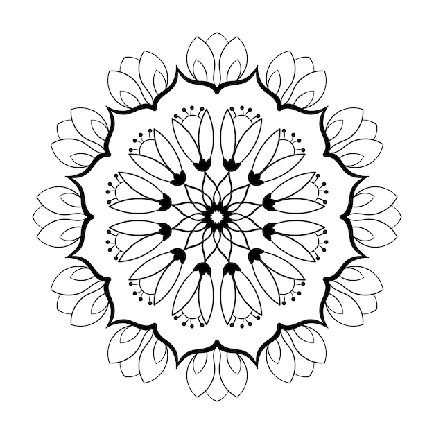 Vector mandala kleurplaat. sierlijke ronde sierbloem in etnische oosterse of indiase stijl.